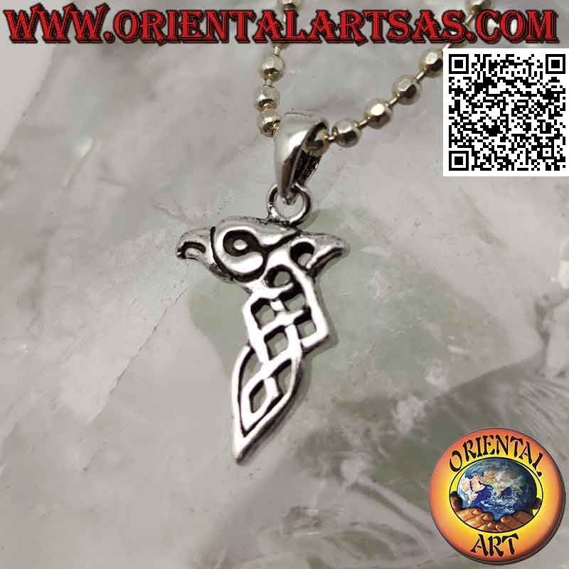 Pendentif en argent, noeud celtique avec tête de raptor sur le dessus