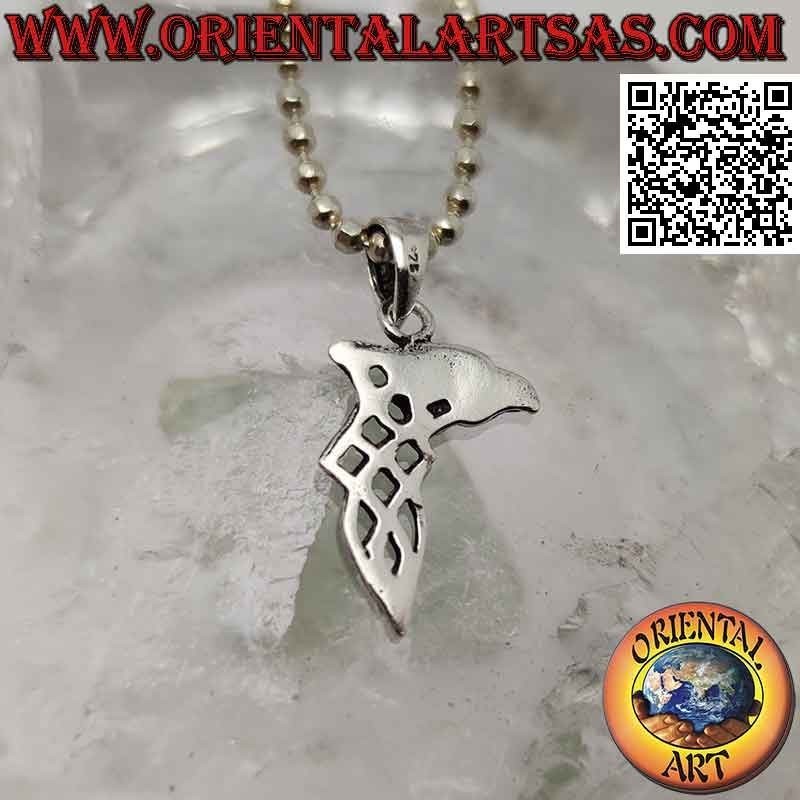 Pendentif en argent, noeud celtique avec tête de raptor sur le dessus