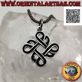 Silver pendant, mystical knot of longevity and health (Feng Shui good luck)