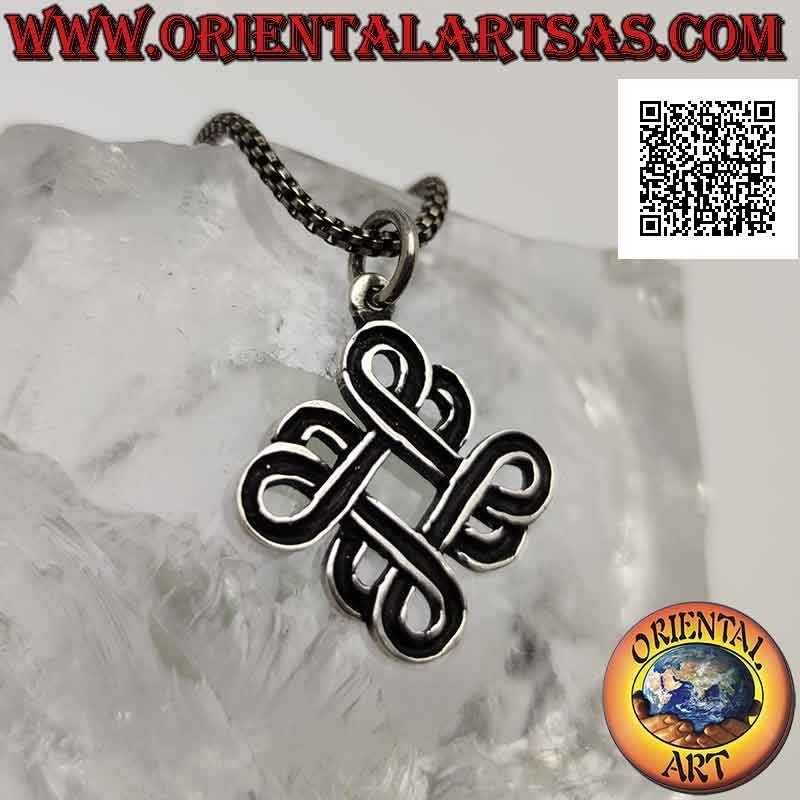 Silver pendant, mystical knot of longevity and health (Feng Shui good luck)
