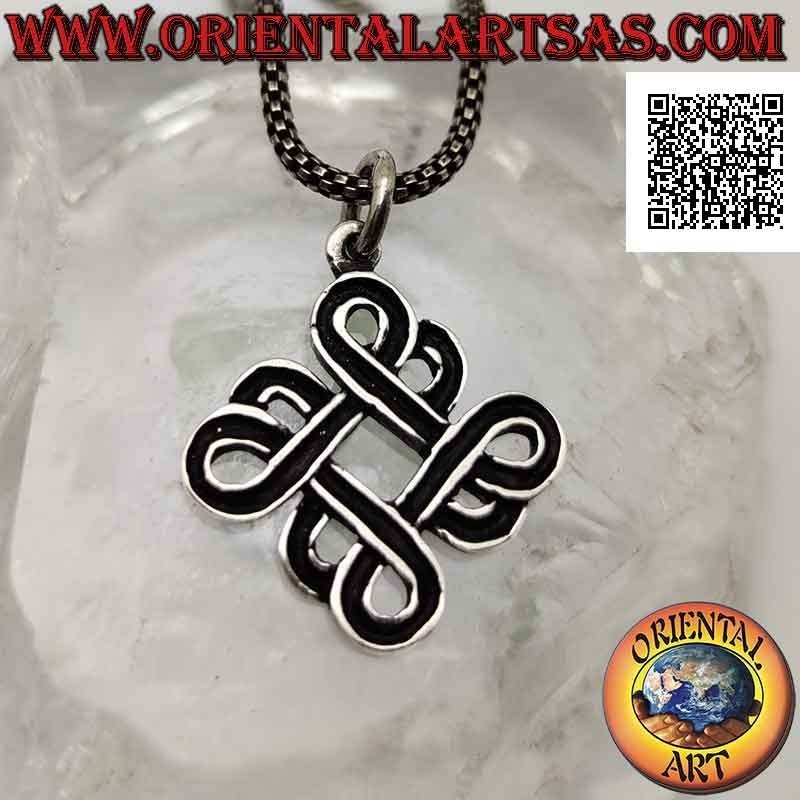 Colgante de plata, nudo místico de longevidad y salud (Feng Shui buena suerte)