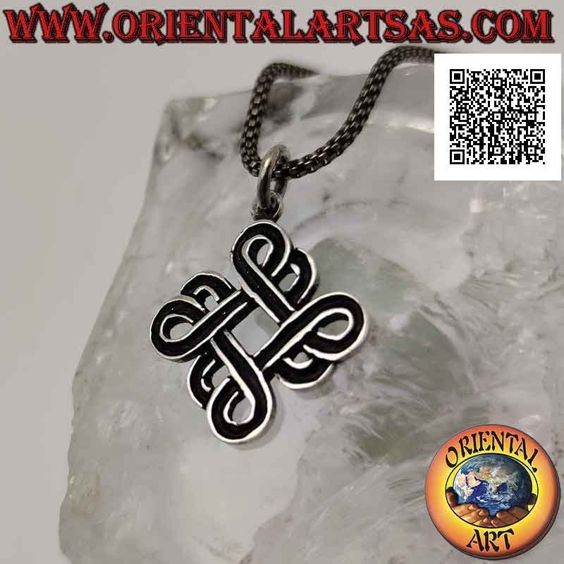 Colgante de plata, nudo místico de longevidad y salud (Feng Shui buena suerte)