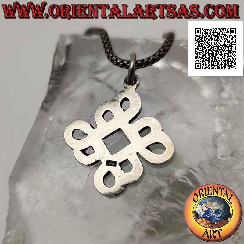 Silver pendant, mystical knot of longevity and health (Feng Shui good luck)