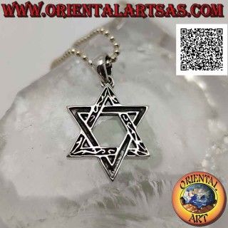 Silver pendant, Star of David or Solomon's seal (bas-relief triangles one decorated and one not)