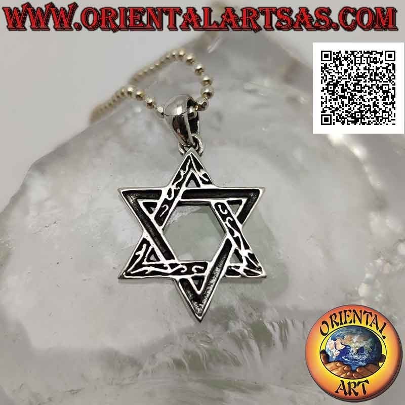 Silver pendant, Star of David or Solomon's seal (bas-relief triangles one decorated and one not)