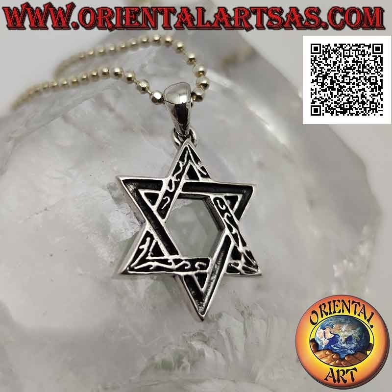 Silver pendant, Star of David or Solomon's seal (bas-relief triangles one decorated and one not)
