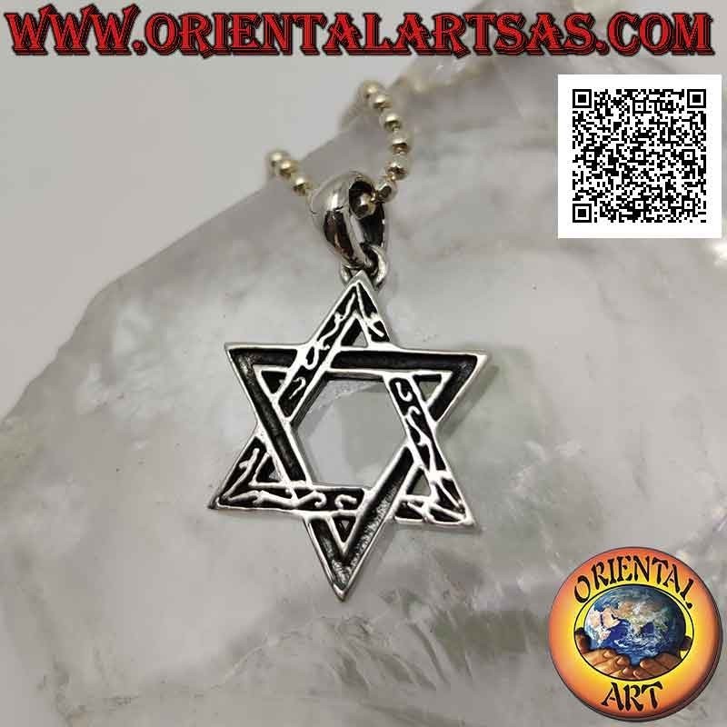 Silver pendant, Star of David or Solomon's seal (bas-relief triangles one decorated and one not)