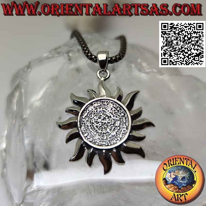 Pendentif en argent, soleil avec disque Phaistos (Ø 27 mm)