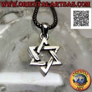 Silver pendant, star of David or seal of Solomon 18 mm (intertwined), thick