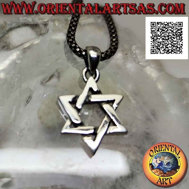 Colgante de plata, estrella de David o sello de Salomón 18 mm (entrelazados), grosor