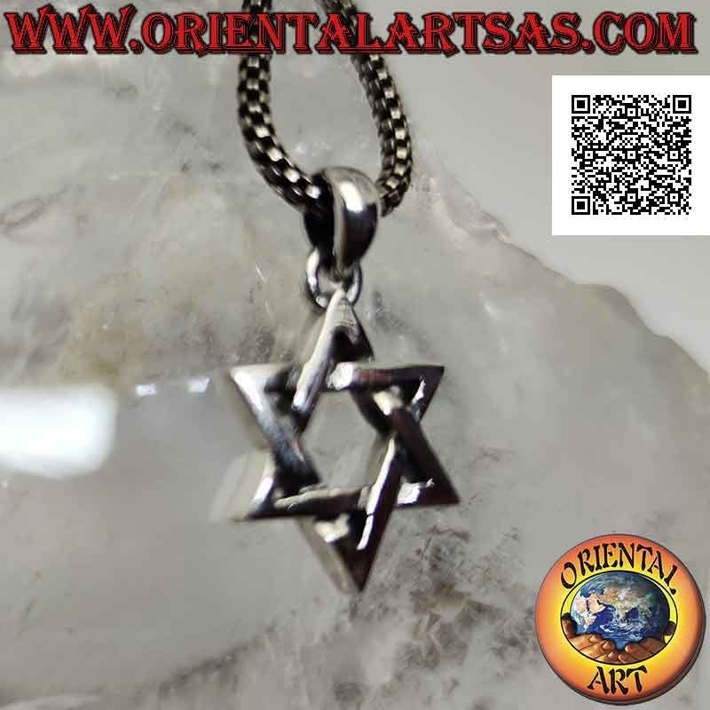 Colgante de plata, estrella de David o sello de Salomón 18 mm (entrelazados), grosor