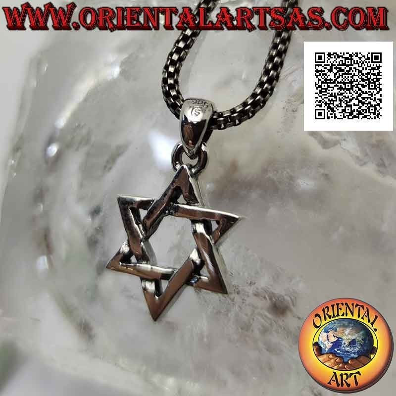 Colgante de plata, estrella de David o sello de Salomón 18 mm (entrelazados), grosor