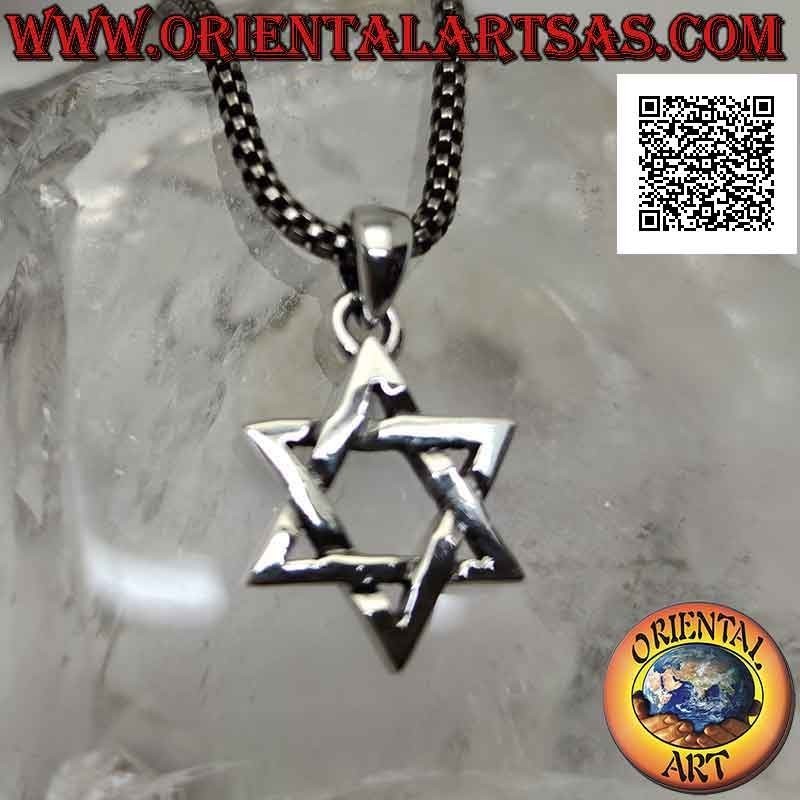 Silver pendant, star of David or seal of Solomon 18 mm (intertwined), thick