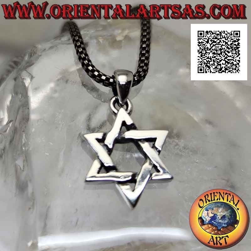 Silver pendant, star of David or seal of Solomon 18 mm (intertwined), thick