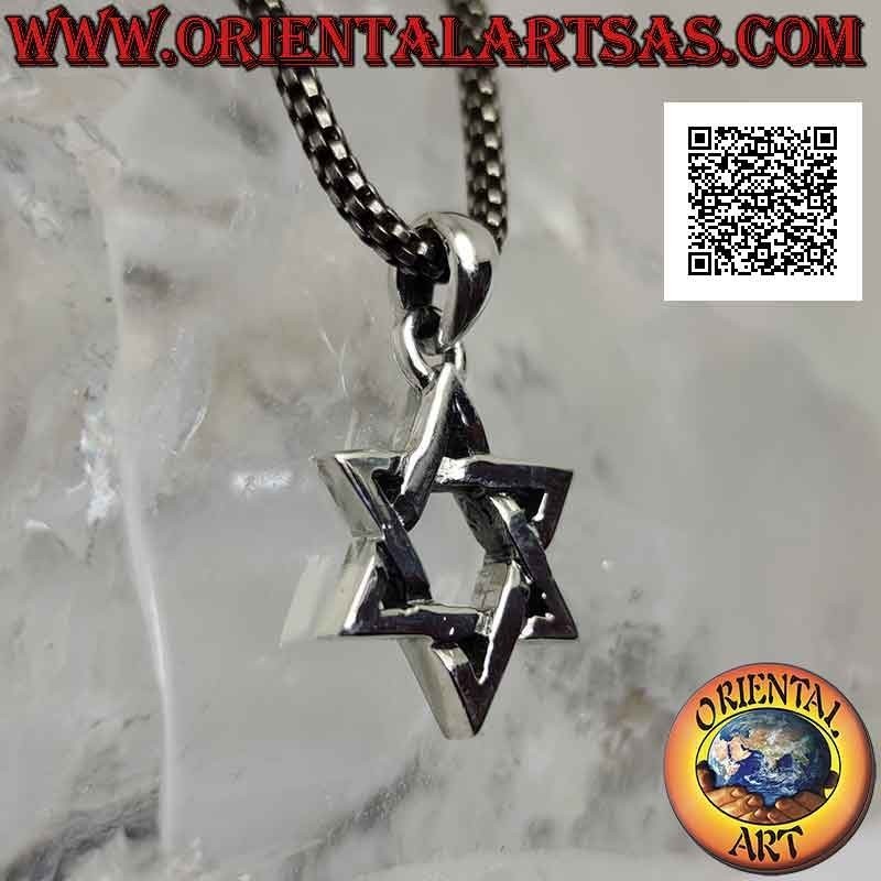 Silver pendant, star of David or seal of Solomon 18 mm (intertwined), thick