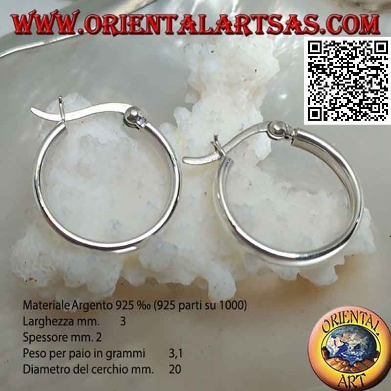 Silver earrings, smooth crushed circles 3 x 2 x 30 mm (lever)