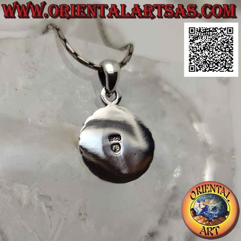 Silver pendant, star of David or Solomon's seal (intertwined) in bas-relief in the circle with knot