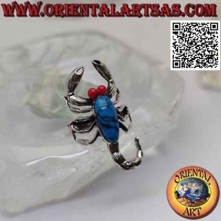 Bague en argent en forme de scorpion avec un dos turquoise