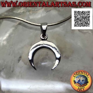 Colgante de plata, media luna wicca con punta hacia abajo (lisa y plana)