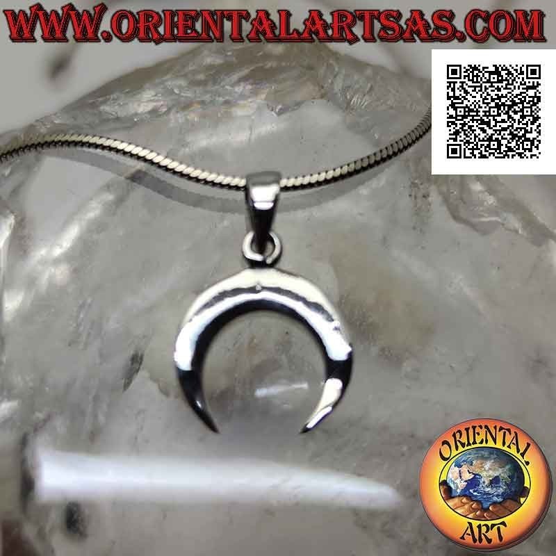 Colgante de plata, media luna wicca con punta hacia abajo (lisa y plana)