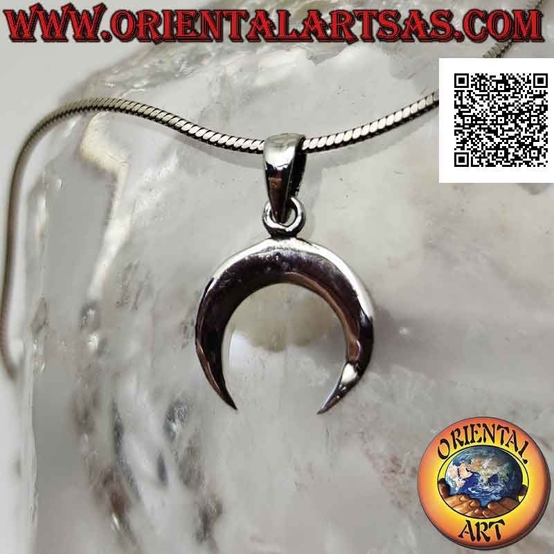 Silver pendant, wicca crescent with pointed downward (smooth and flat)