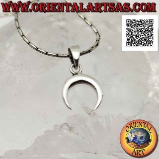 Silver pendant, wicca crescent with downward points (smooth and rounded)