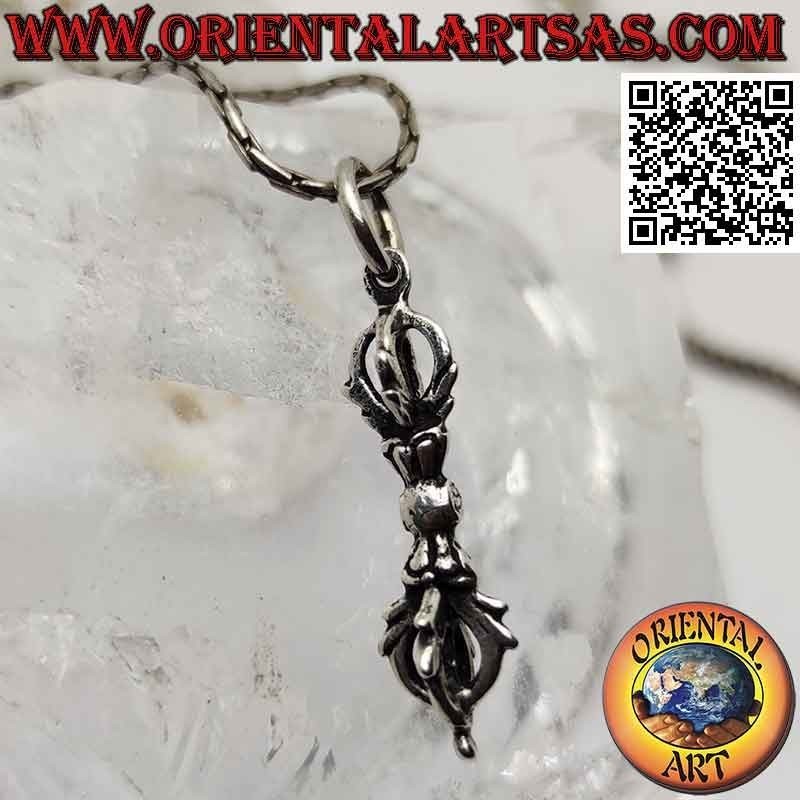 Silver pendant in the shape of a Tibetan vajra or dorje