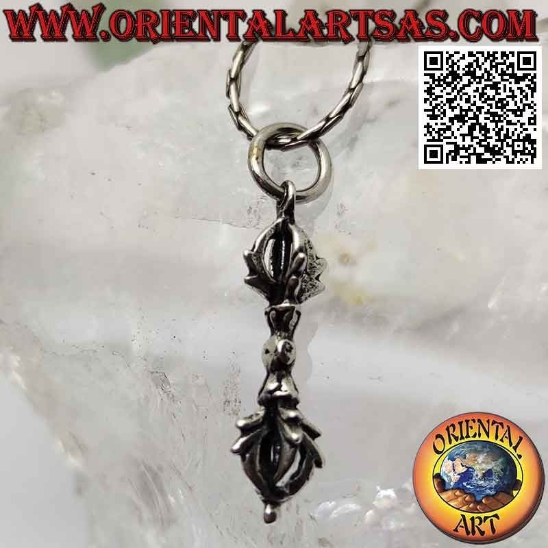 Silver pendant in the shape of a Tibetan vajra or dorje
