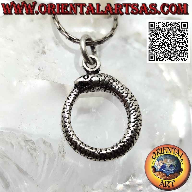Ciondolo in argento a forma di Uroboro o Ouroboros (Ø 20 mm)