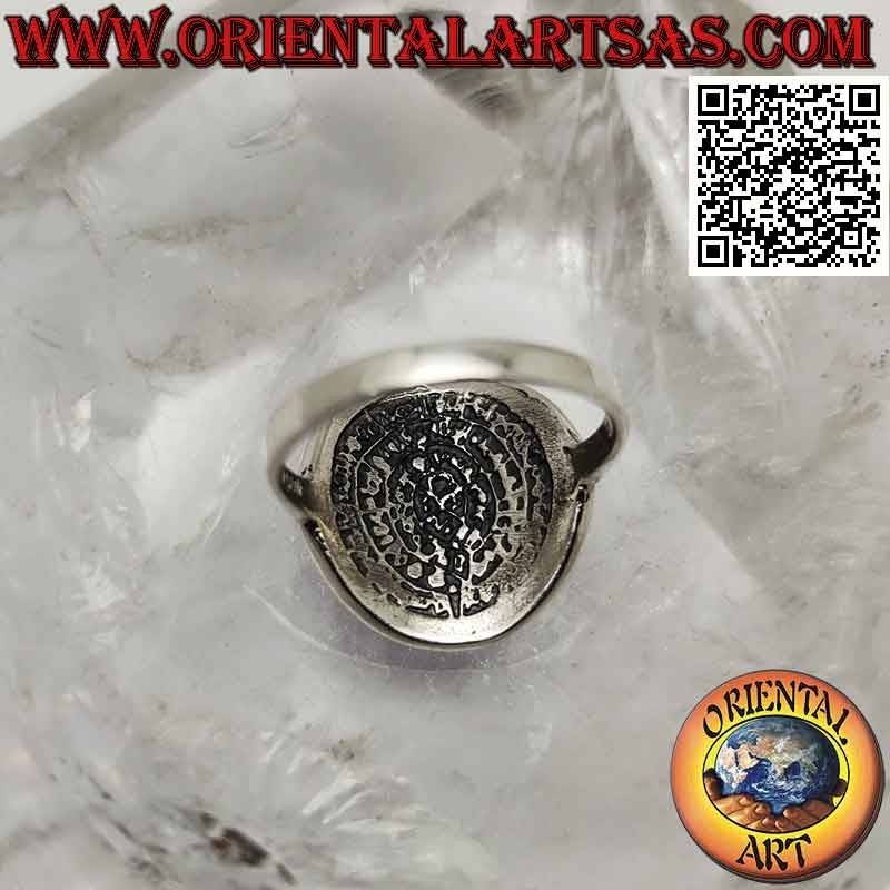 Bague en argent, "Le Disque de Phaistos" avec côtés lisses (grand)