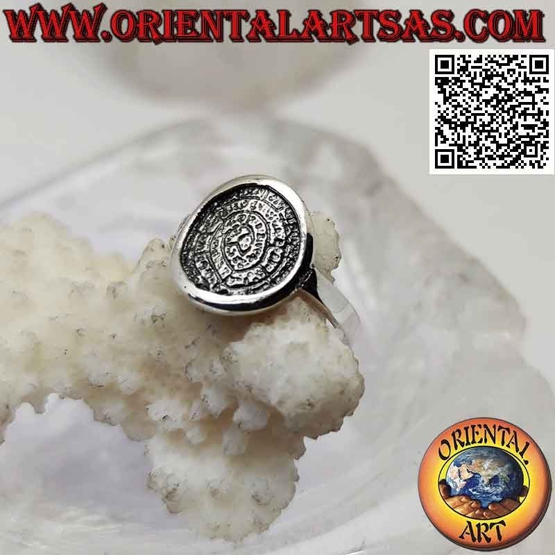 Anillo de plata, "El disco de Phaistos" con lados lisos (pequeño)