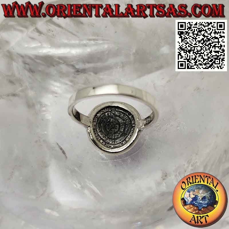 Bague en argent, "Le Disque de Phaistos" avec côtés lisses (petit)