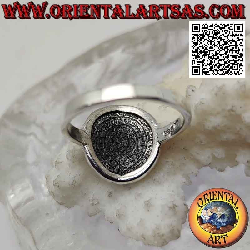 Silberring, "The Phaistos Disc" mit glatten Seiten (mittel)