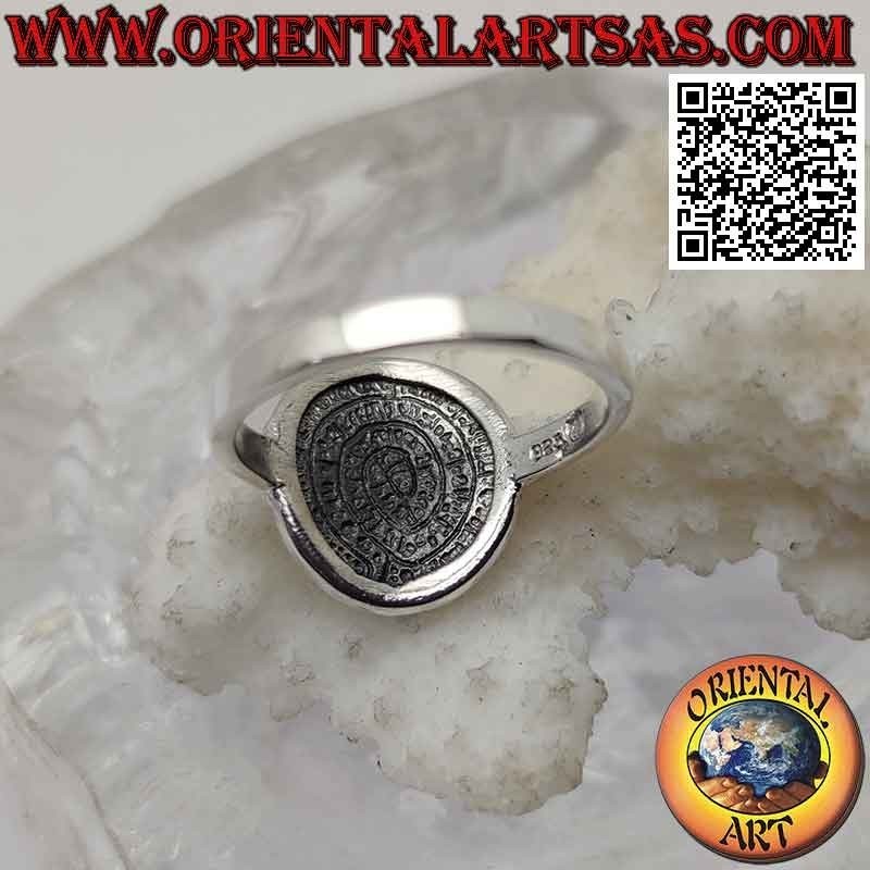 Silberring, "The Phaistos Disc" mit glatten Seiten (mittel)