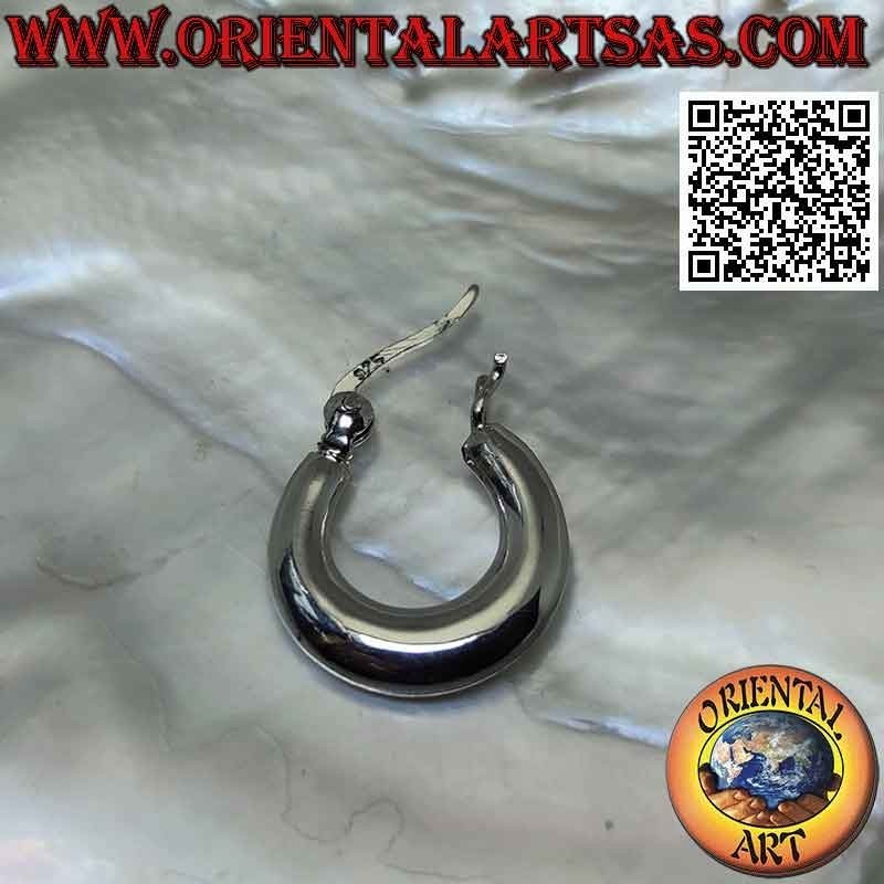 Orecchini in argento, cerchi lisci semplici a mezzaluna da 14 mm (leva)