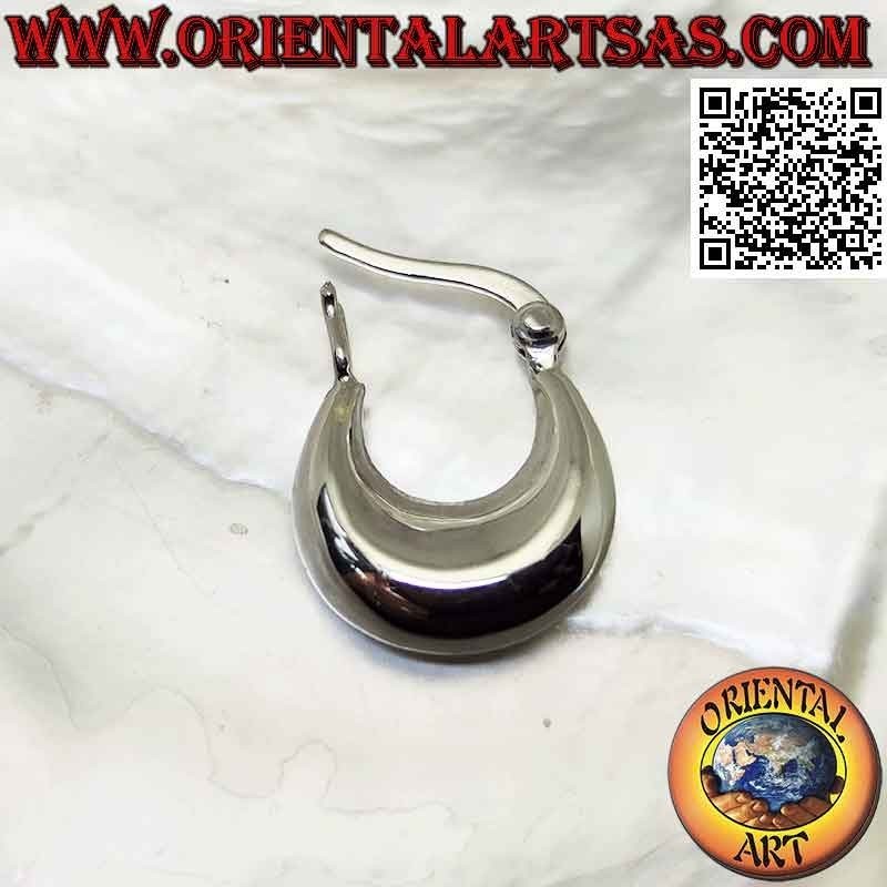 Silberohrringe, 14mm dicke glatte halbmondförmige Kreise (Hebel)