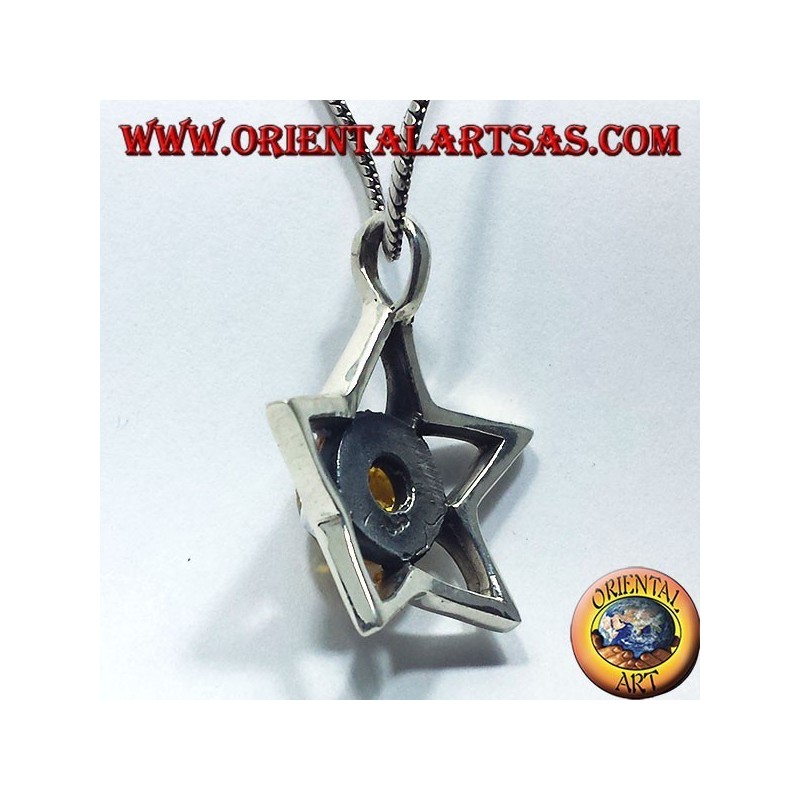 Ciondolo in argento stella con Ambra tonda