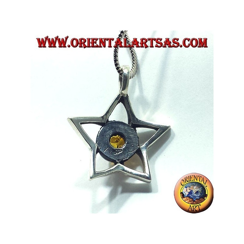 Ciondolo in argento stella con Ambra tonda