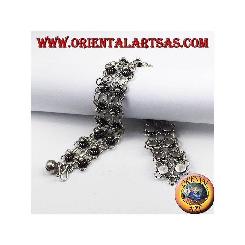 Pulsera de plata con dos flores archivo