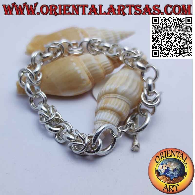 Pulsera de cadena de plata 925 ‰ con anillas redondas de 22 cm (simple, doble y cuádruple)
