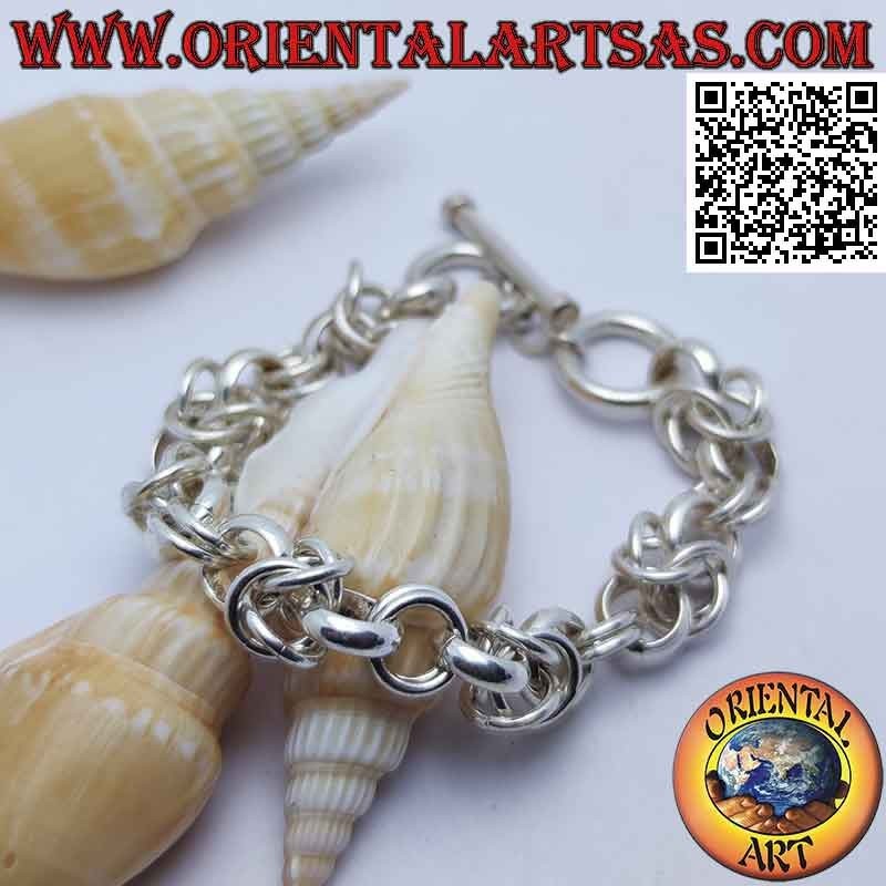 Bracelet chaîne en argent 925 ‰ avec anneaux ronds de 22 cm (simple, double et quadruple)