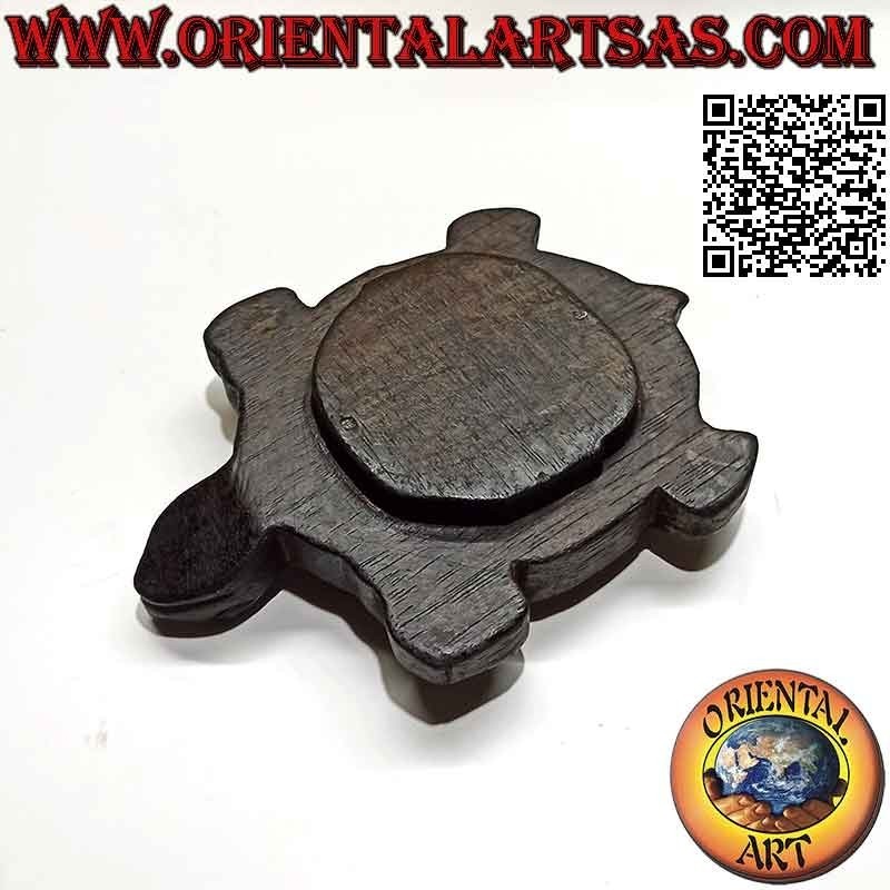 Cendrier en forme de tortue en bois de teck (grand)