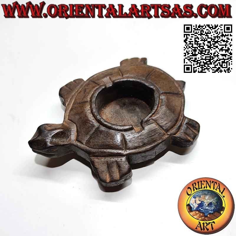 Cendrier en forme de tortue en bois de teck (grand)