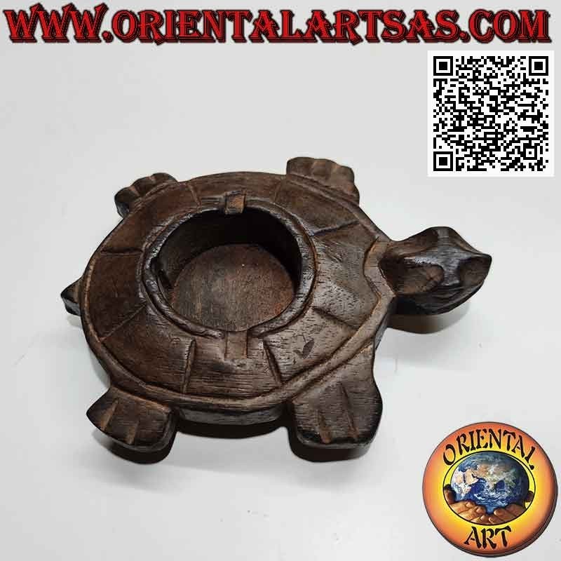 Cendrier en forme de tortue en bois de teck (grand)