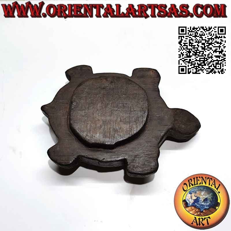 Cendrier en forme de tortue en bois de teck (grand)