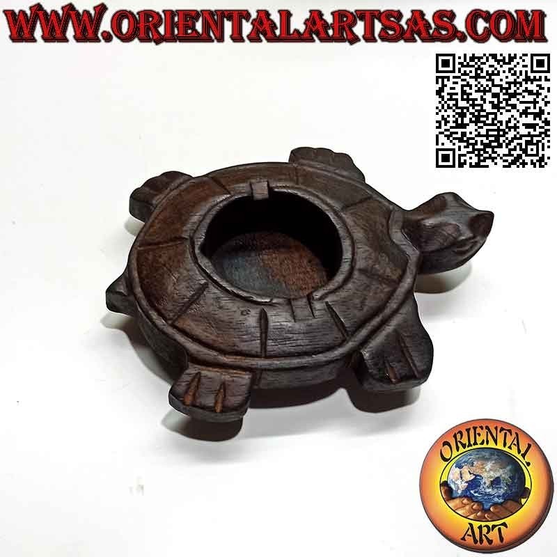 Cenicero de madera de teca con forma de tortuga (grande)