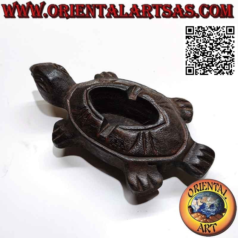 Cendrier en forme de tortue en bois de teck (petit)