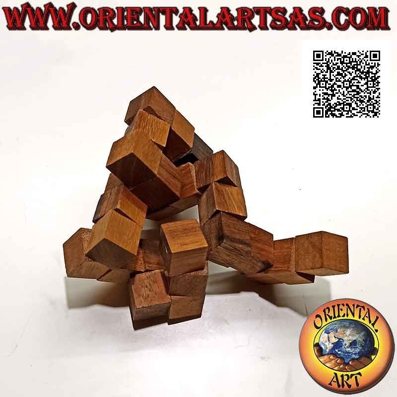 Gioco di logica (rompicapo), serpente "cubo magico" in legno di suar (piccolo)