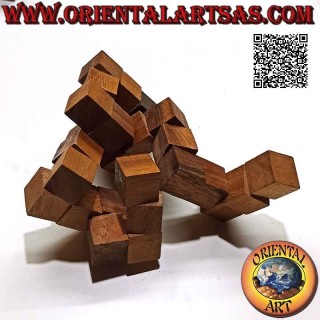 Gioco di logica (rompicapo), serpente "cubo magico" in legno di suar (piccolo)