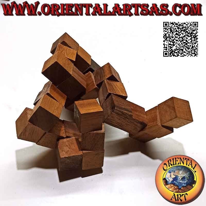Gioco di logica (rompicapo), serpente "cubo magico" in legno di suar (piccolo)